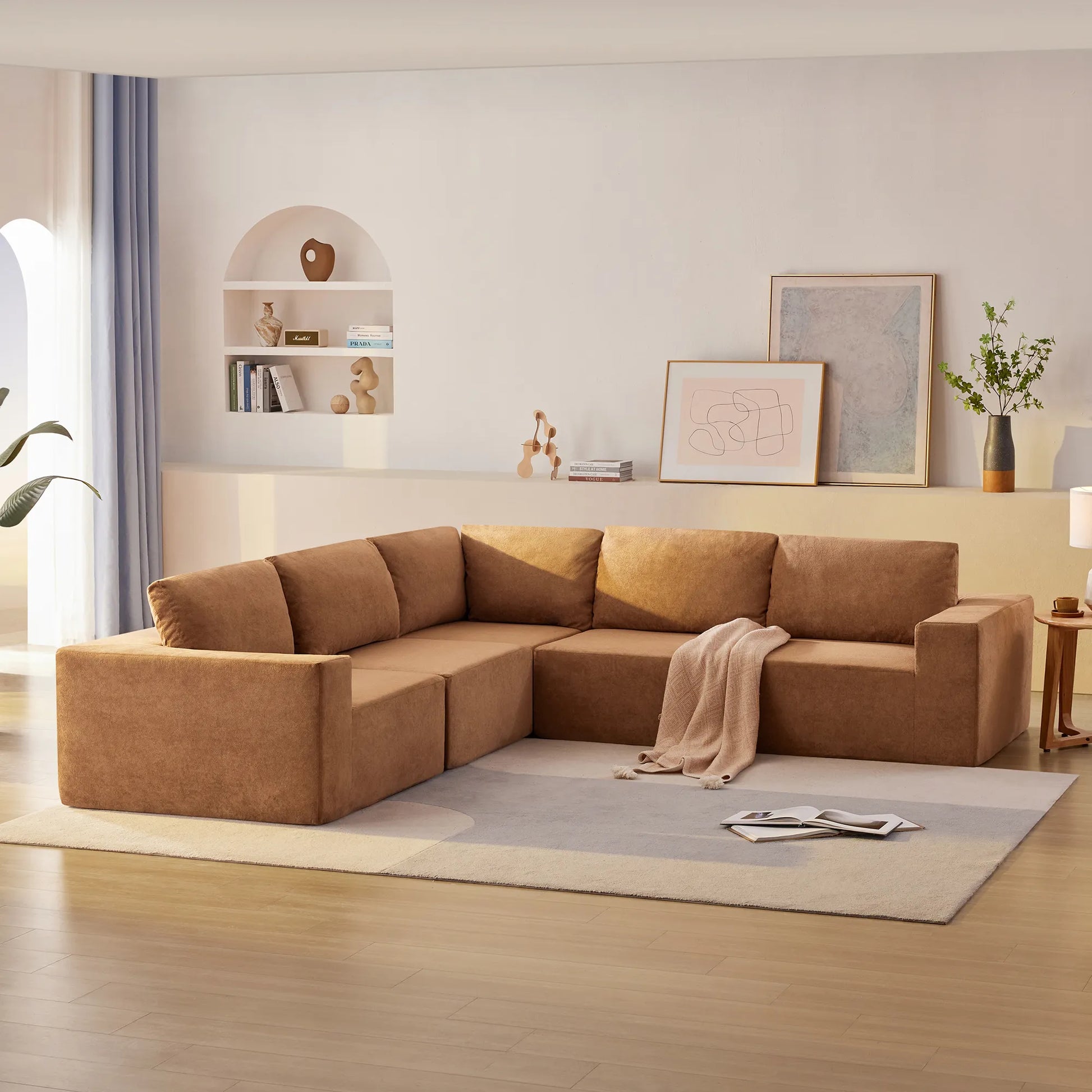 116" 5-Piece Upholstered Modern Modular Sectional Sofa