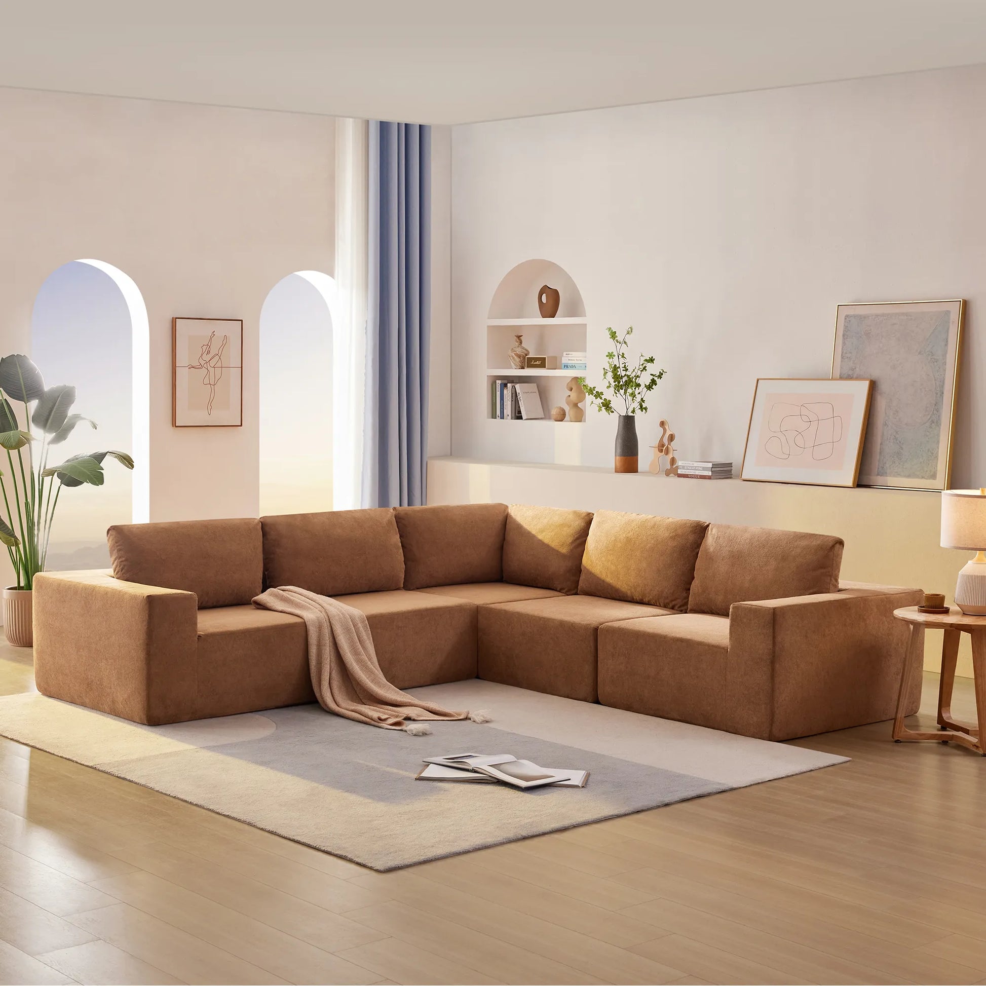 116" 5-Piece Upholstered Modern Modular Sectional Sofa