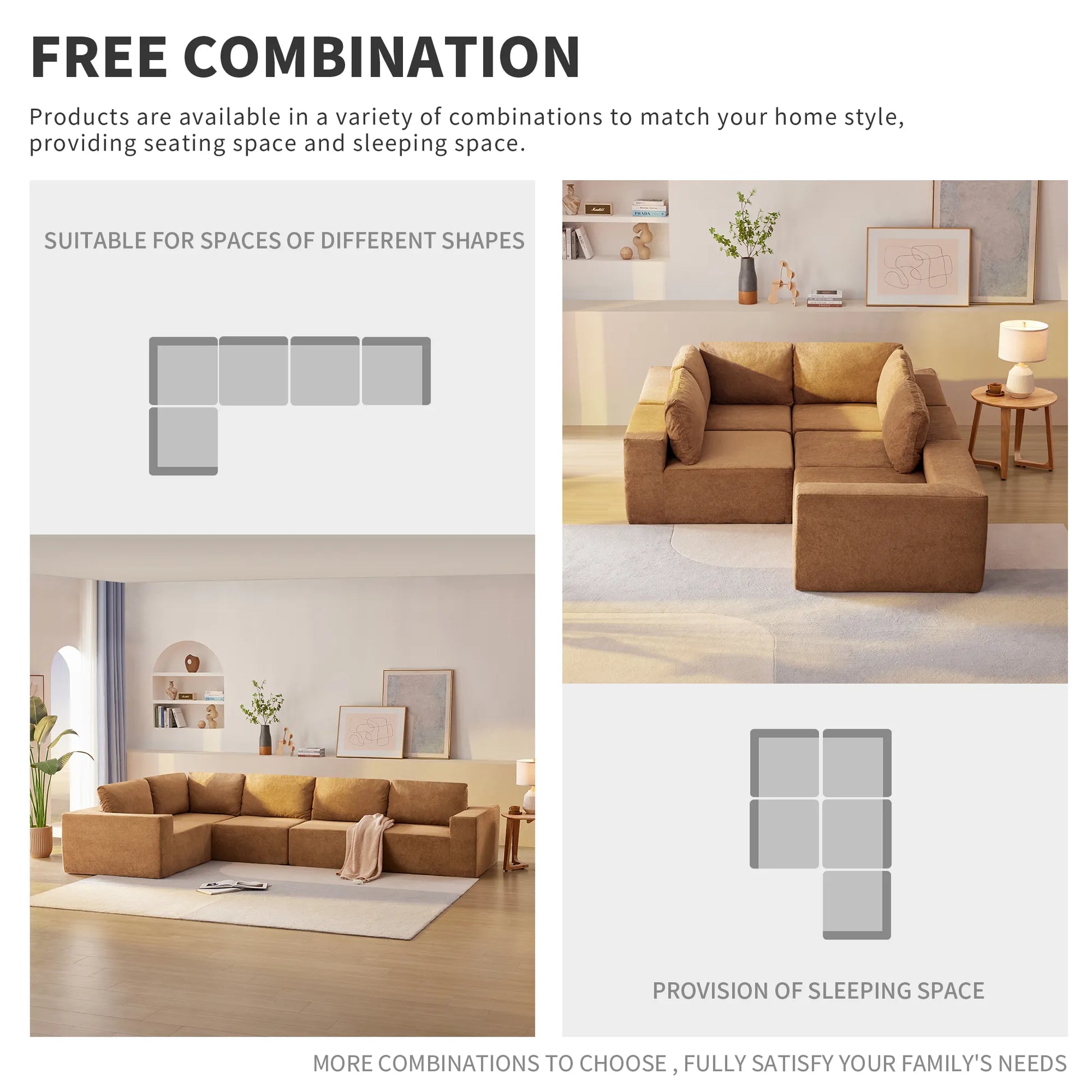 116" 5-Piece Upholstered Modern Modular Sectional Sofa