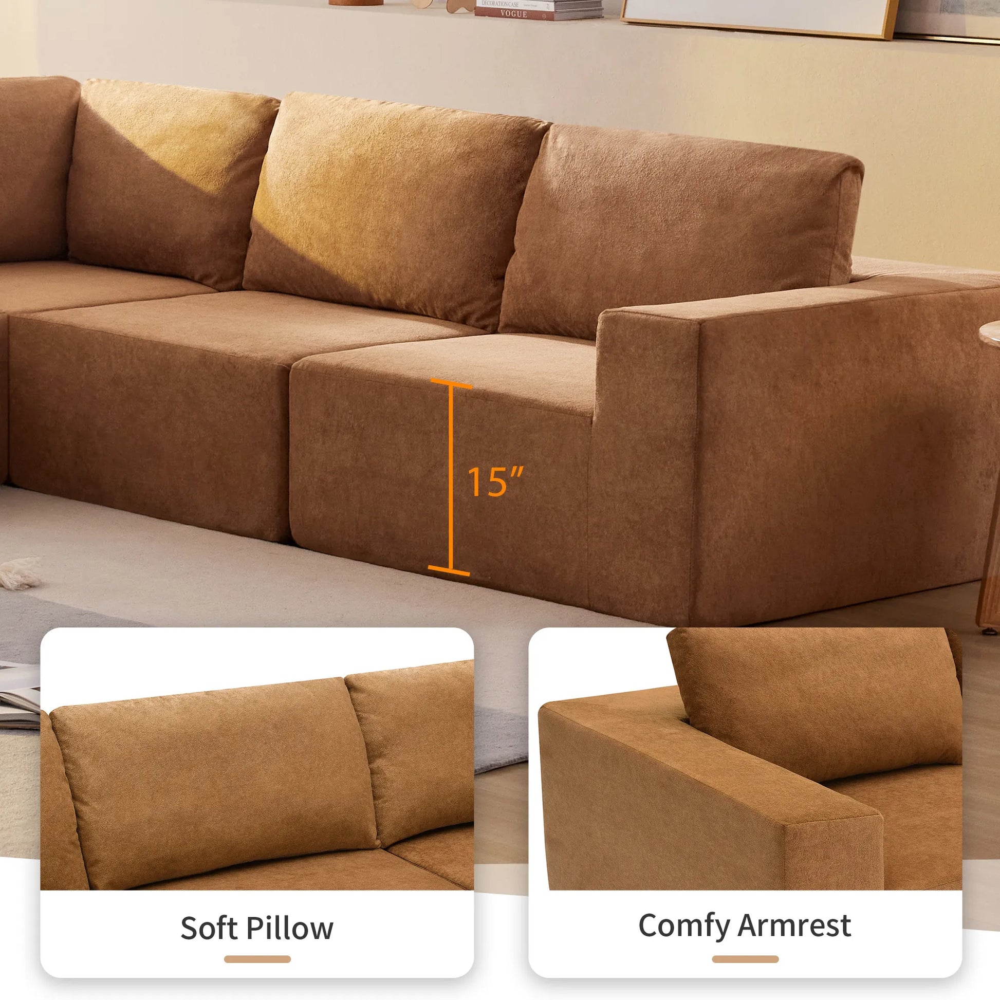 116" 5-Piece Upholstered Modern Modular Sectional Sofa