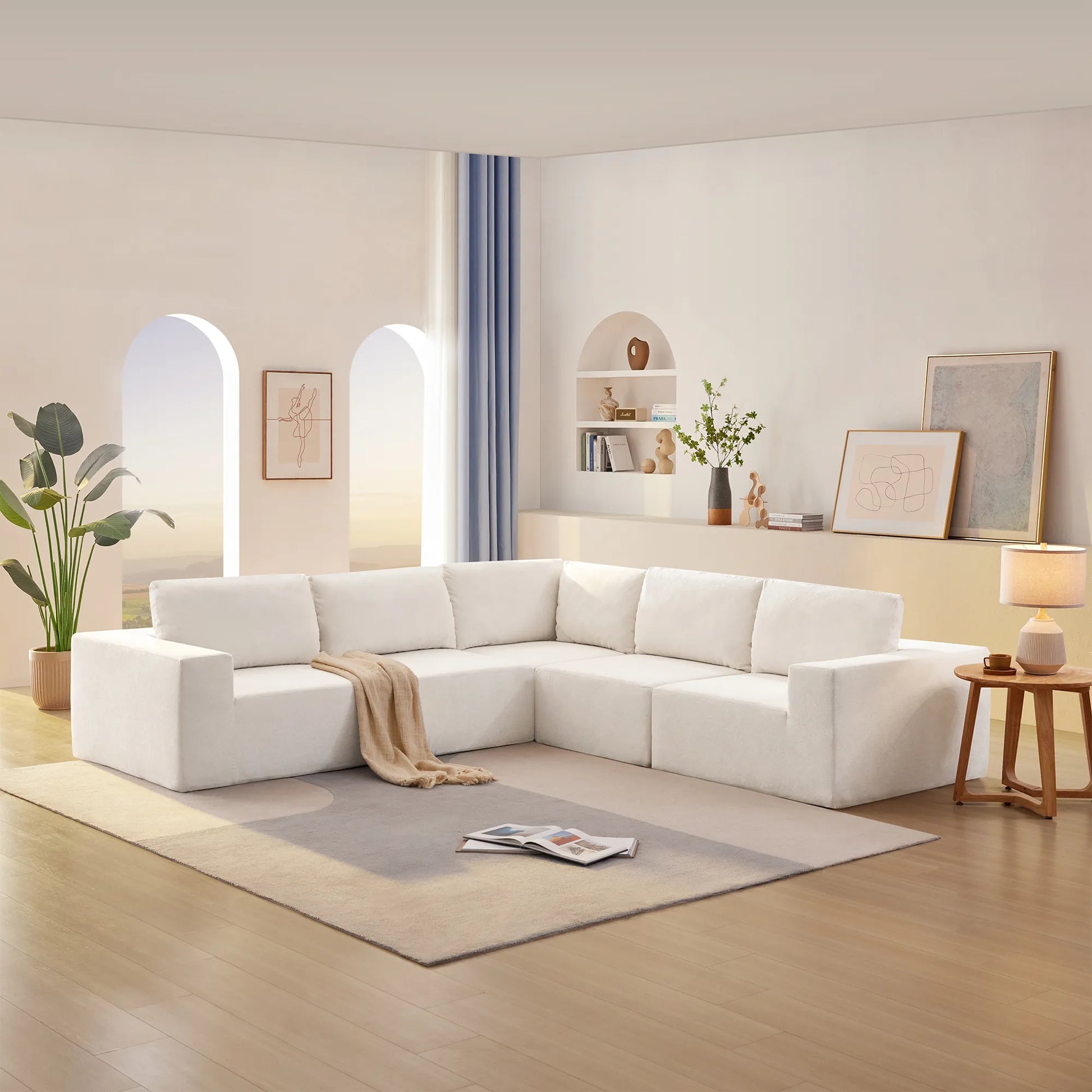 116" 5-Piece Upholstered Modern Modular Sectional Sofa
