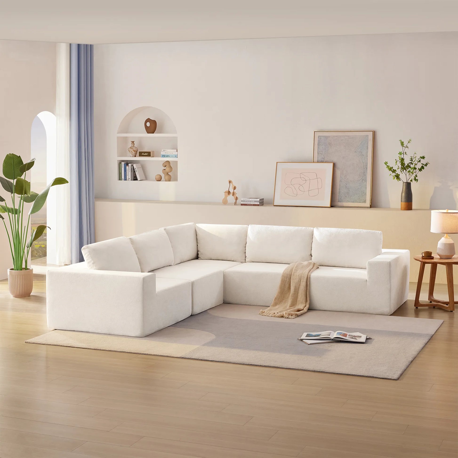 116" 5-Piece Upholstered Modern Modular Sectional Sofa