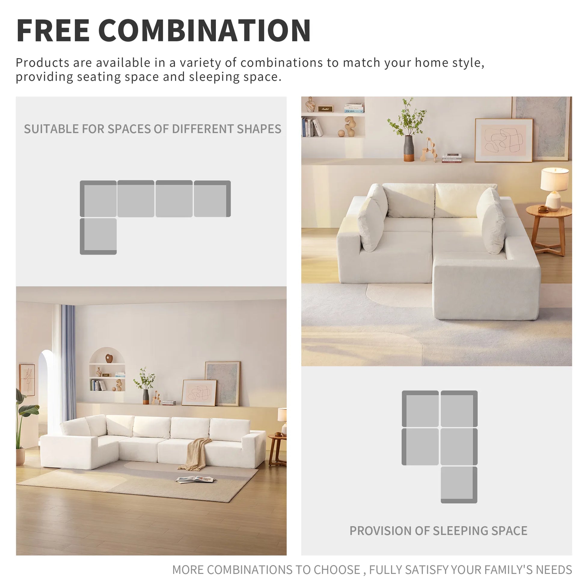 116" 5-Piece Upholstered Modern Modular Sectional Sofa
