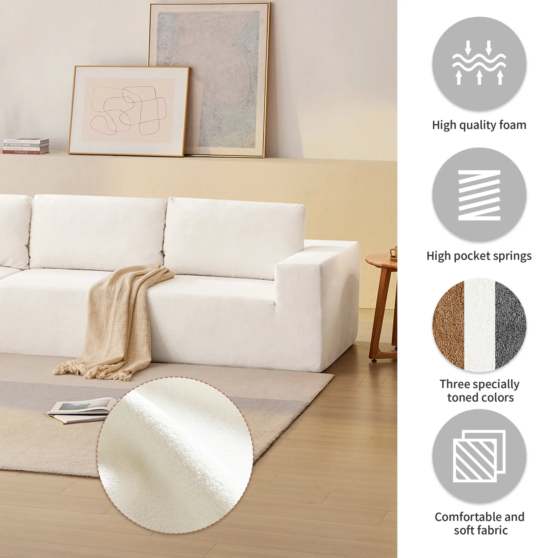 116" 5-Piece Upholstered Modern Modular Sectional Sofa