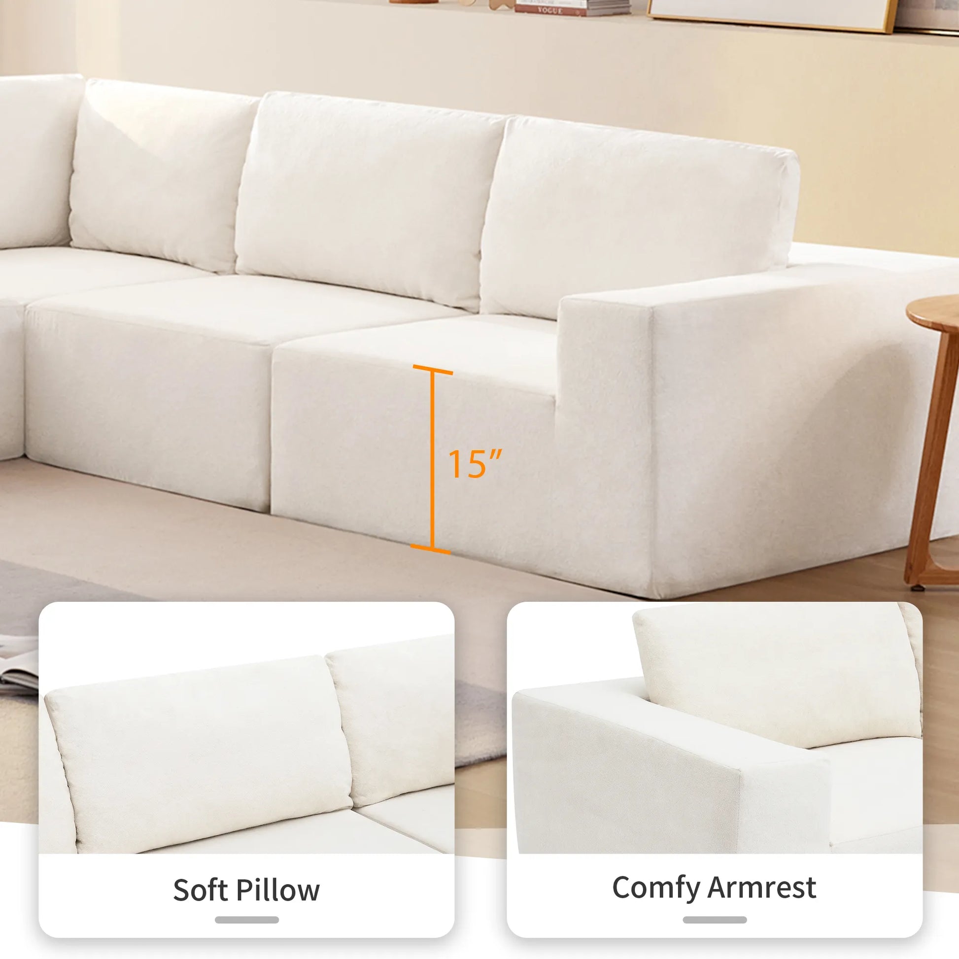 116" 5-Piece Upholstered Modern Modular Sectional Sofa
