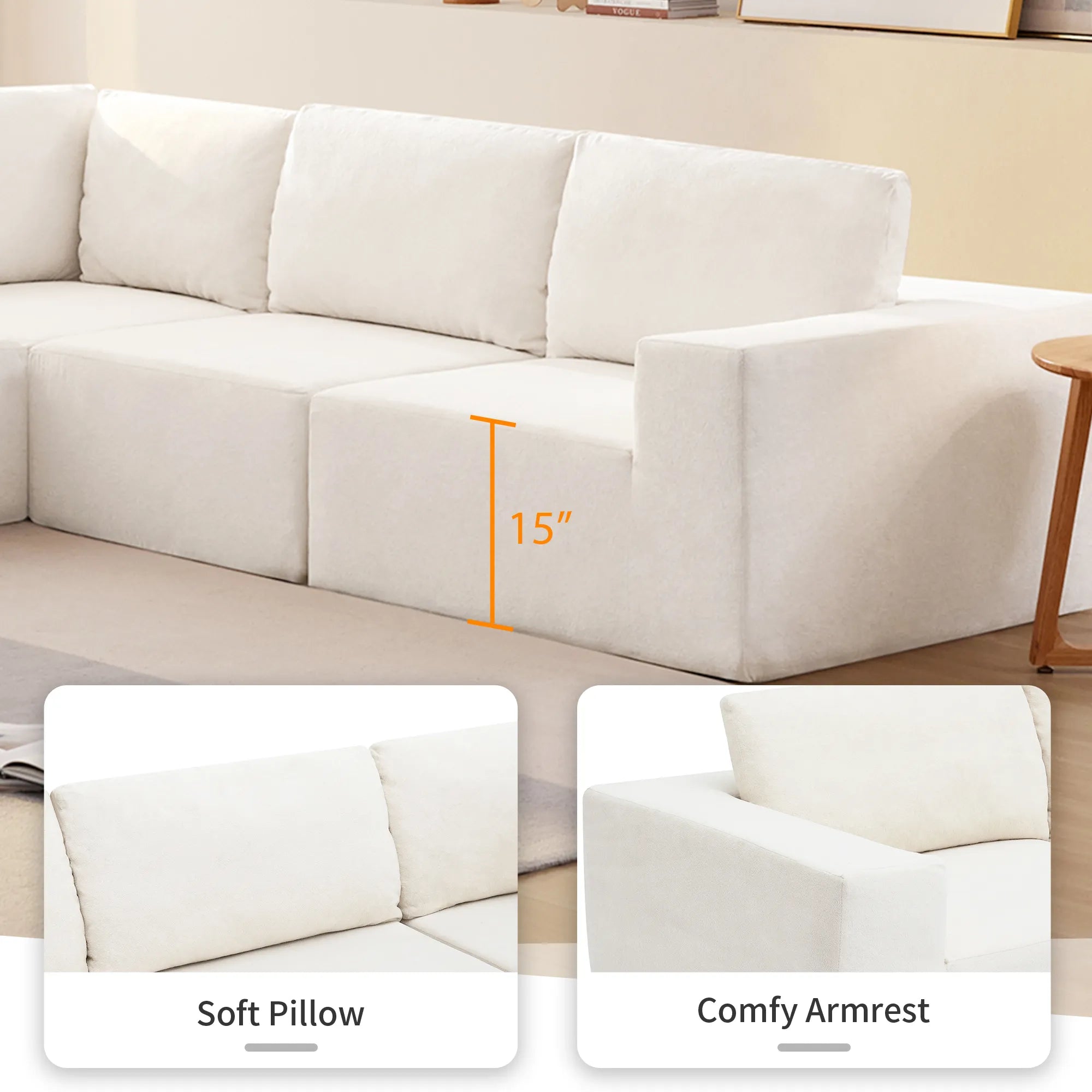 116" 5-Piece Upholstered Modern Modular Sectional Sofa