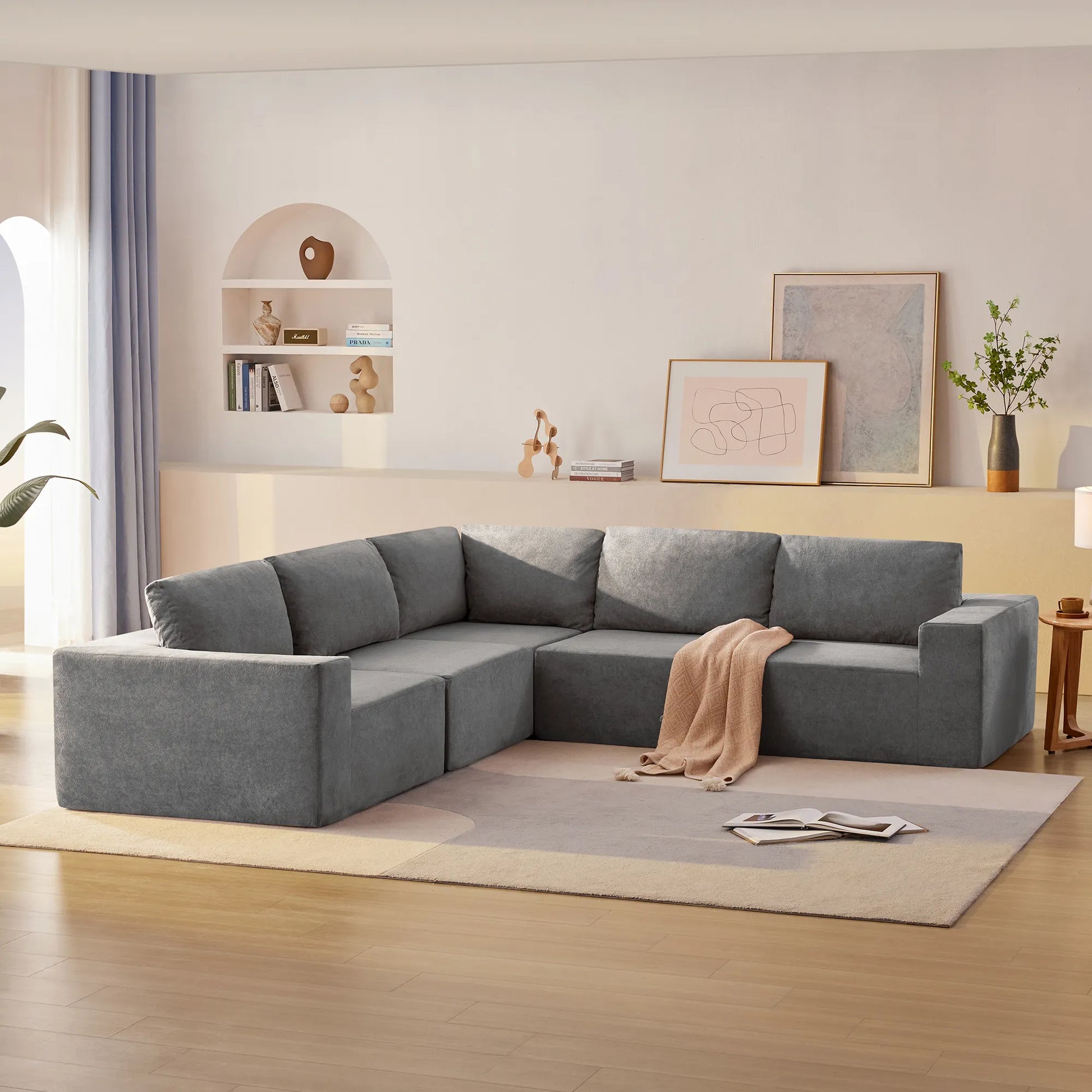 116" 5-Piece Upholstered Modern Modular Sectional Sofa