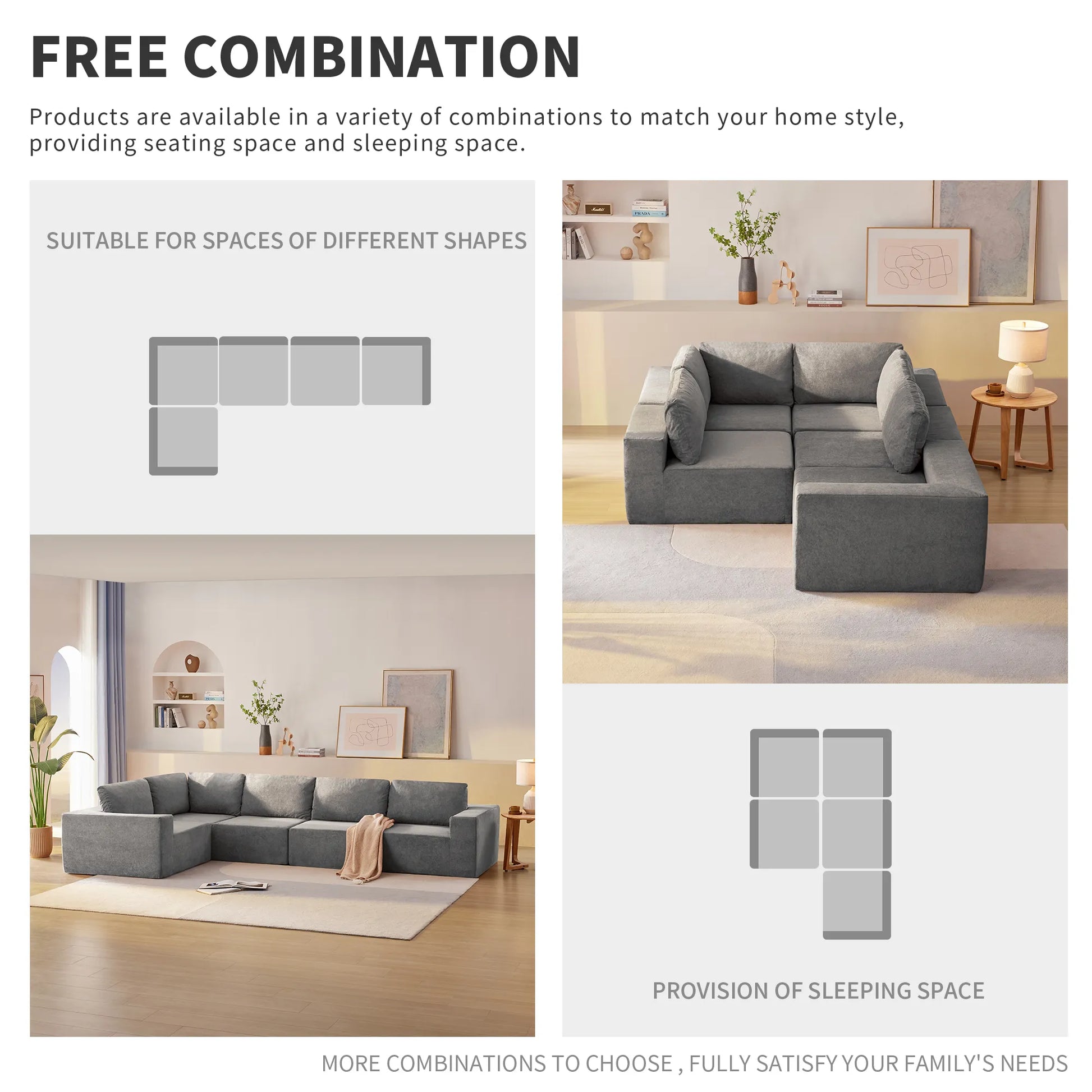 116" 5-Piece Upholstered Modern Modular Sectional Sofa