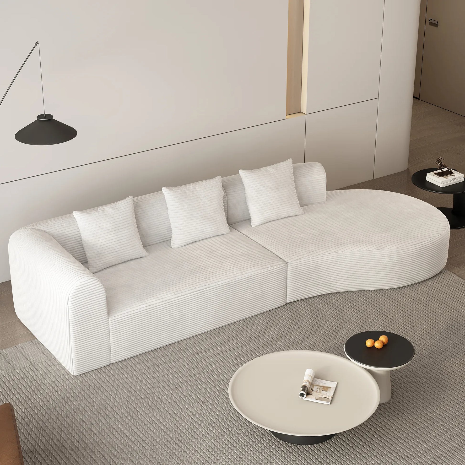123" 4 Seater Oversized Cloud Corduroy Modular Compressed Sofa