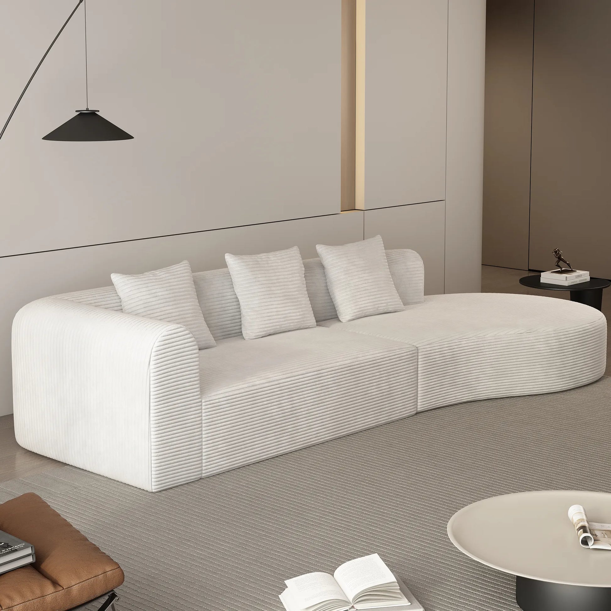 123" 4 Seater Oversized Cloud Corduroy Modular Compressed Sofa