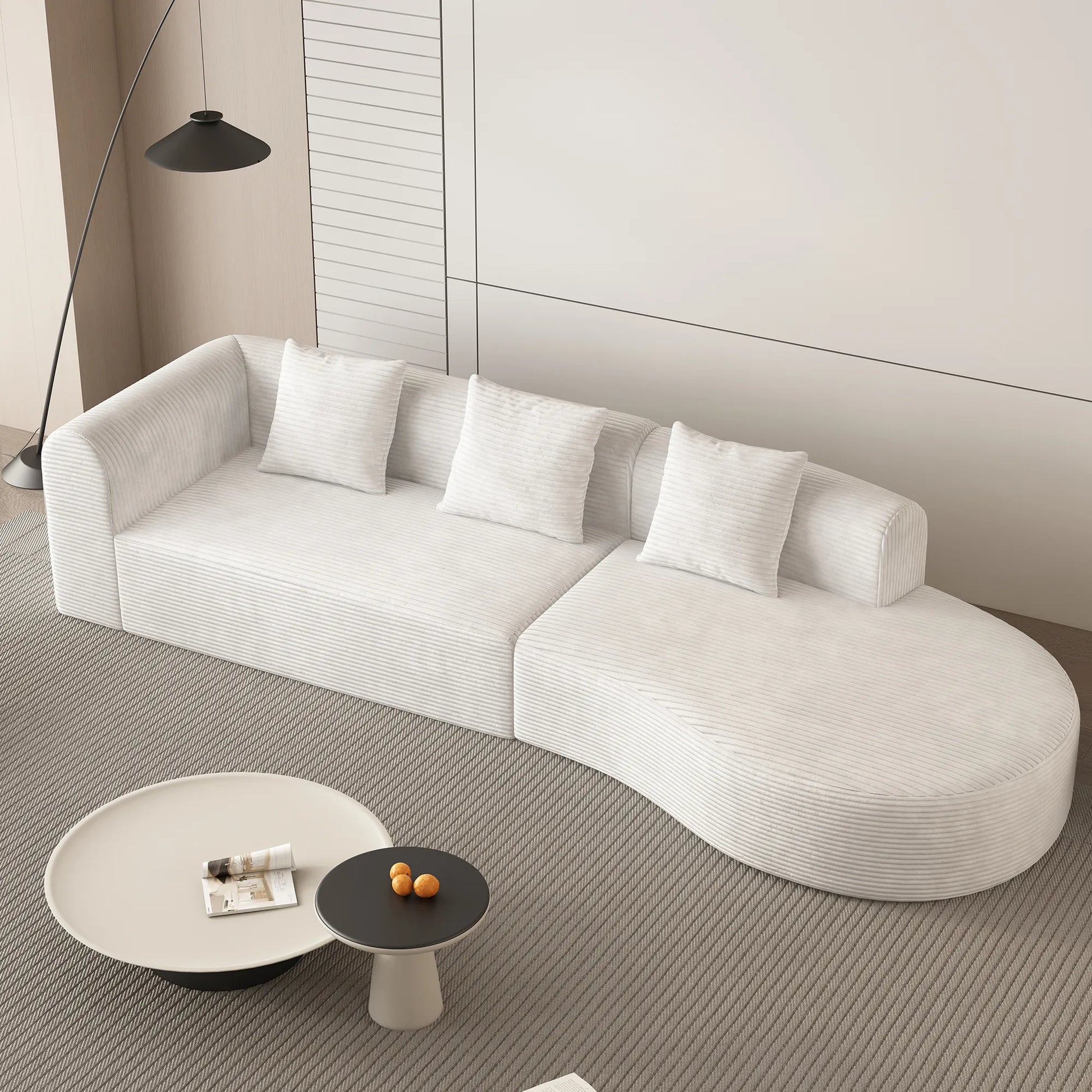 123" 4 Seater Oversized Cloud Corduroy Modular Compressed Sofa