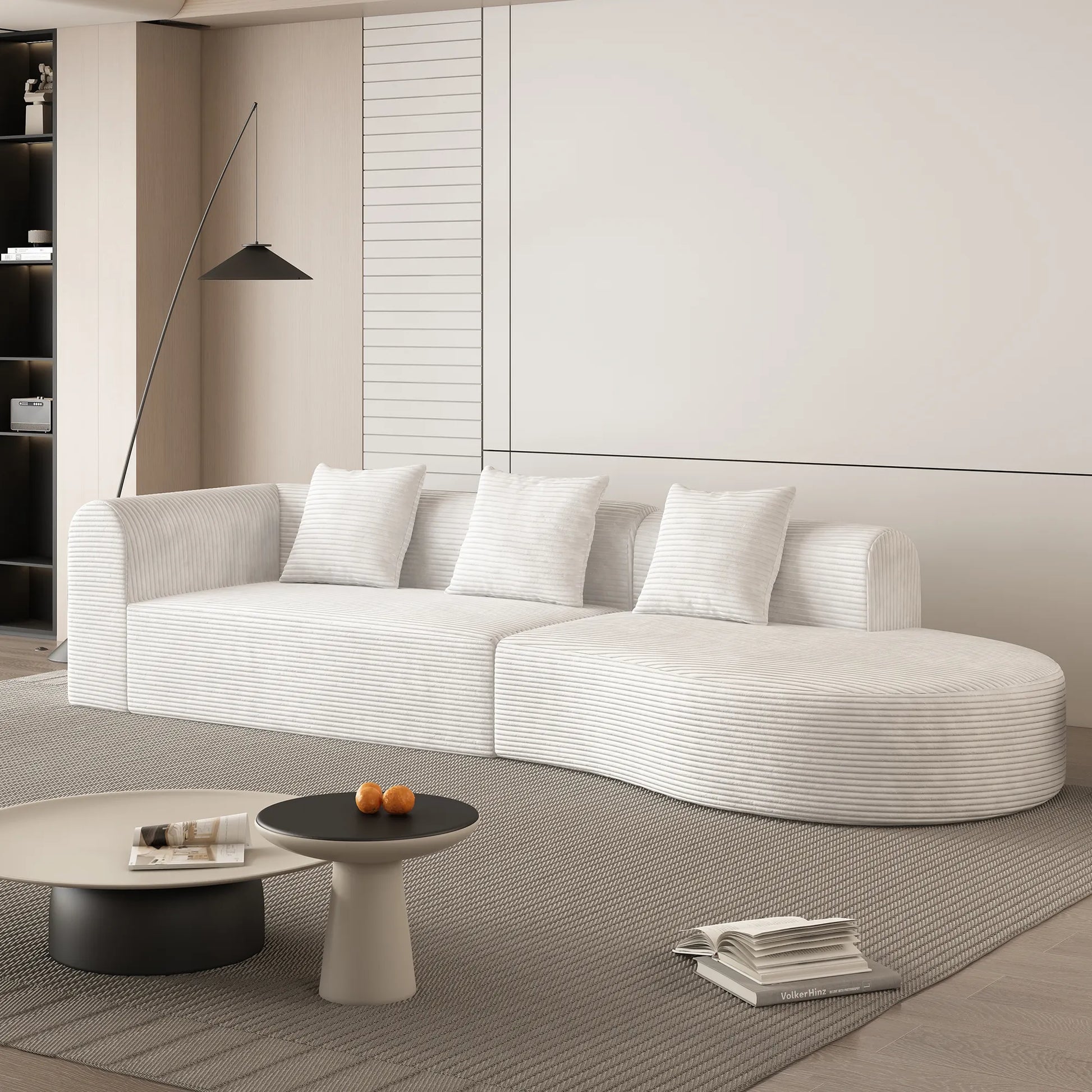 123" 4 Seater Oversized Cloud Corduroy Modular Compressed Sofa