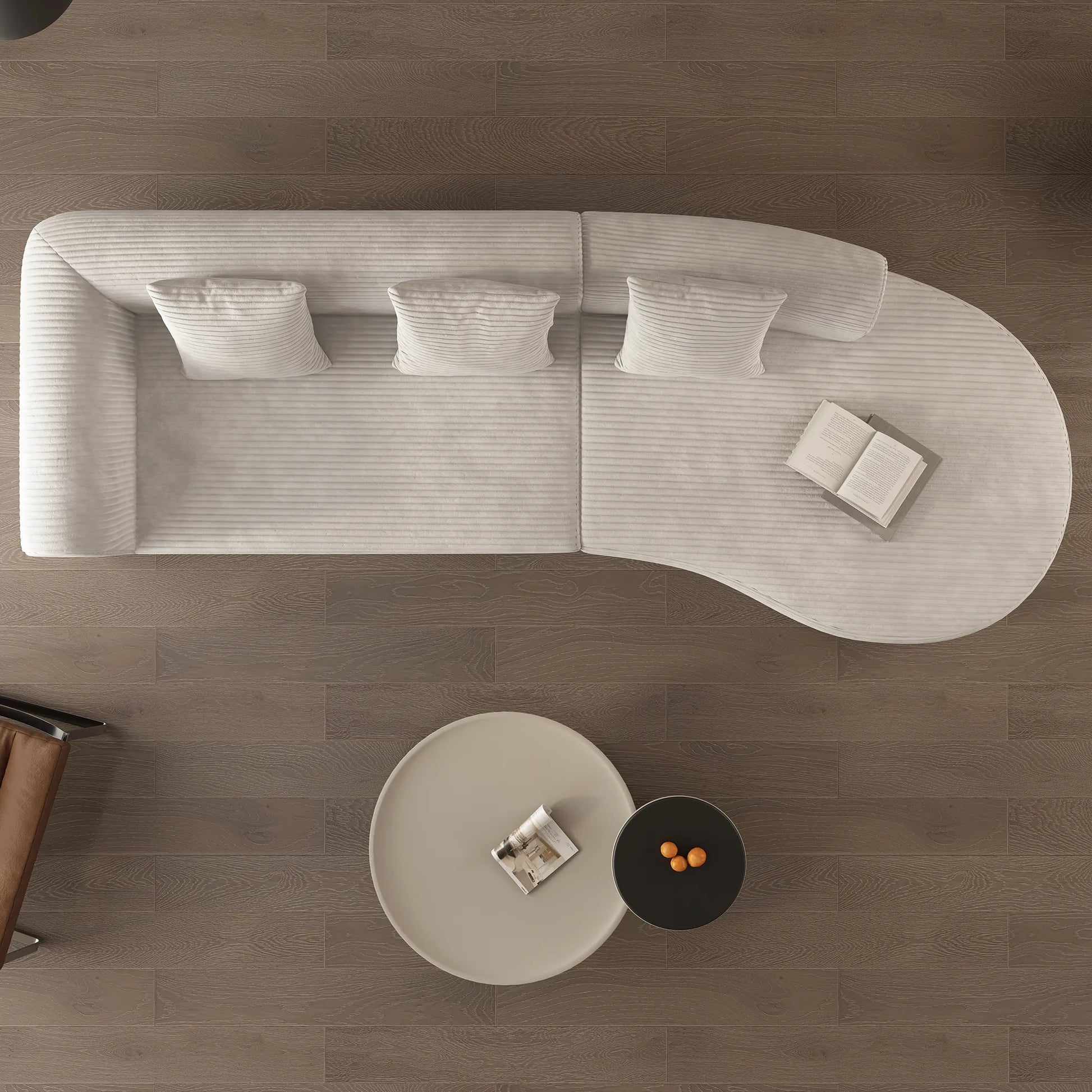 123" 4 Seater Oversized Cloud Corduroy Modular Compressed Sofa