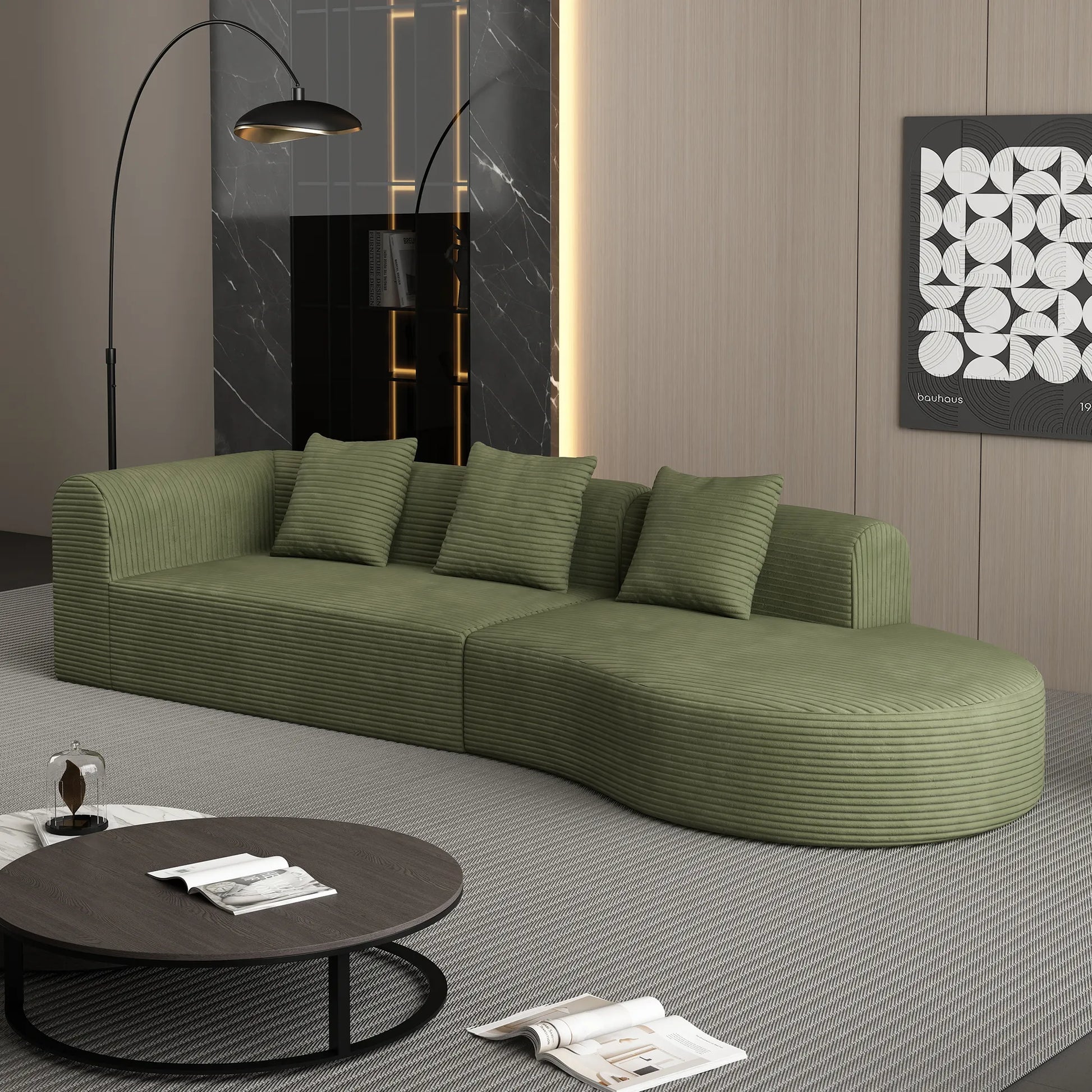 123" 4 Seater Oversized Cloud Corduroy Modular Compressed Sofa