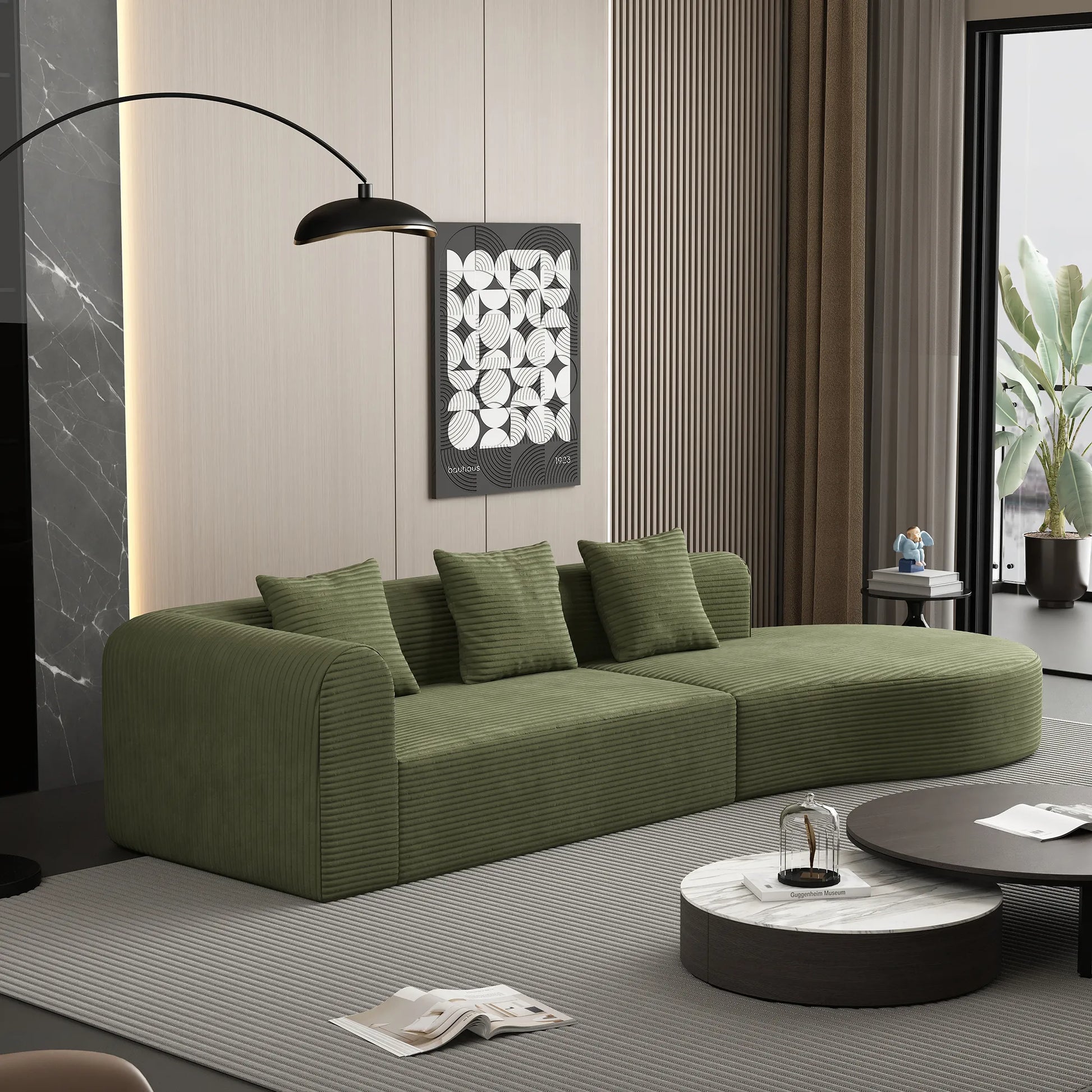 123" 4 Seater Oversized Cloud Corduroy Modular Compressed Sofa
