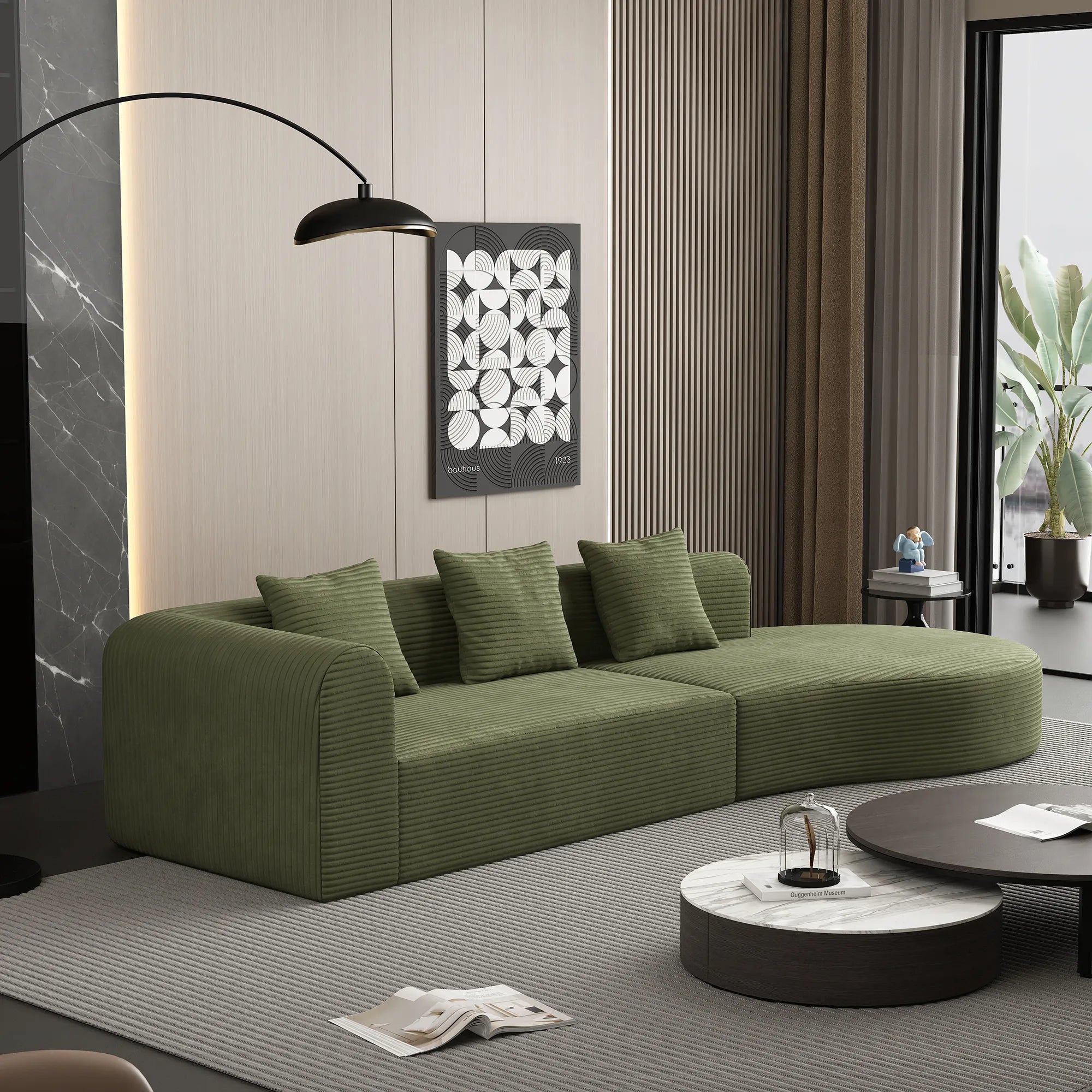 123" 4 Seater Oversized Cloud Corduroy Modular Compressed Sofa