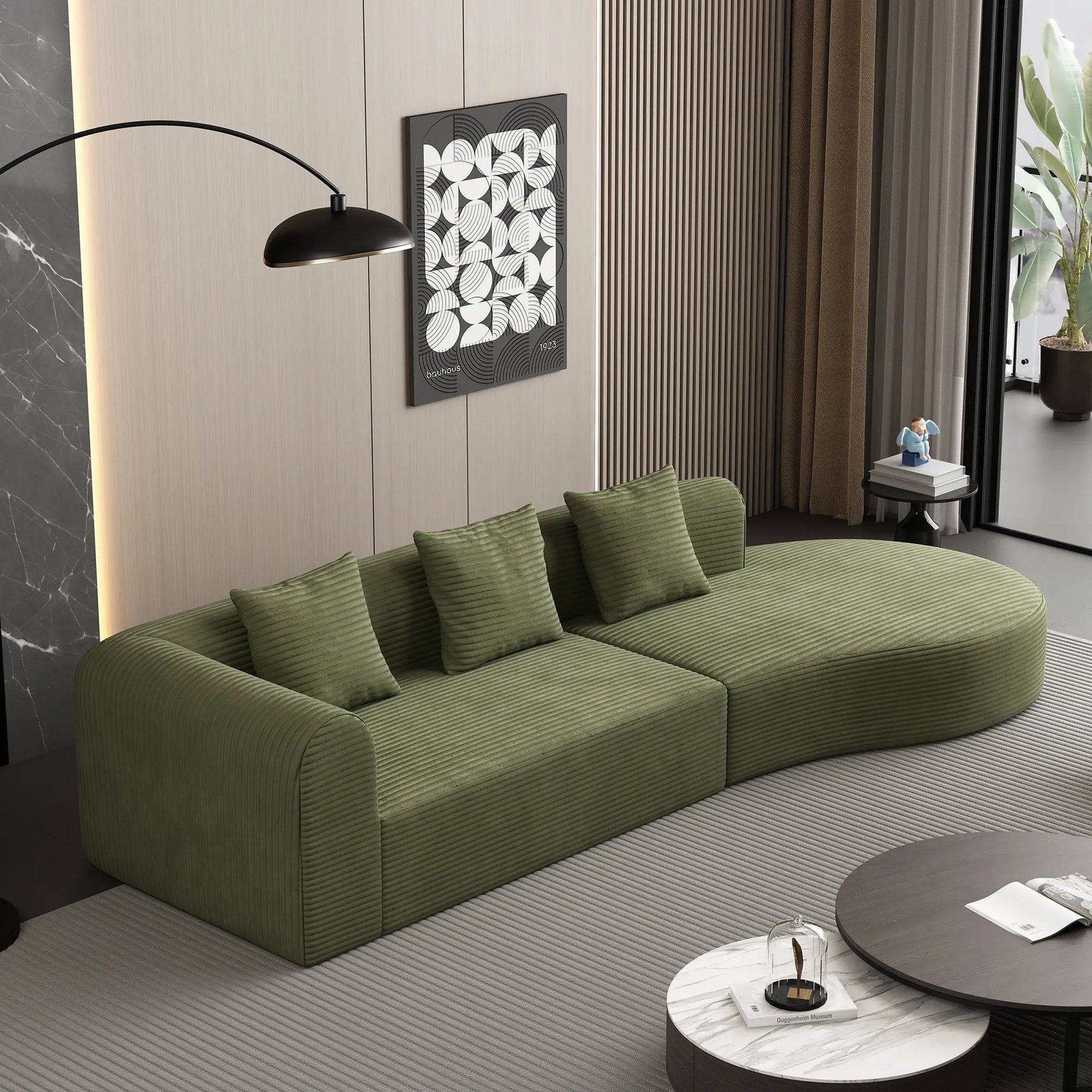 123" 4 Seater Oversized Cloud Corduroy Modular Compressed Sofa