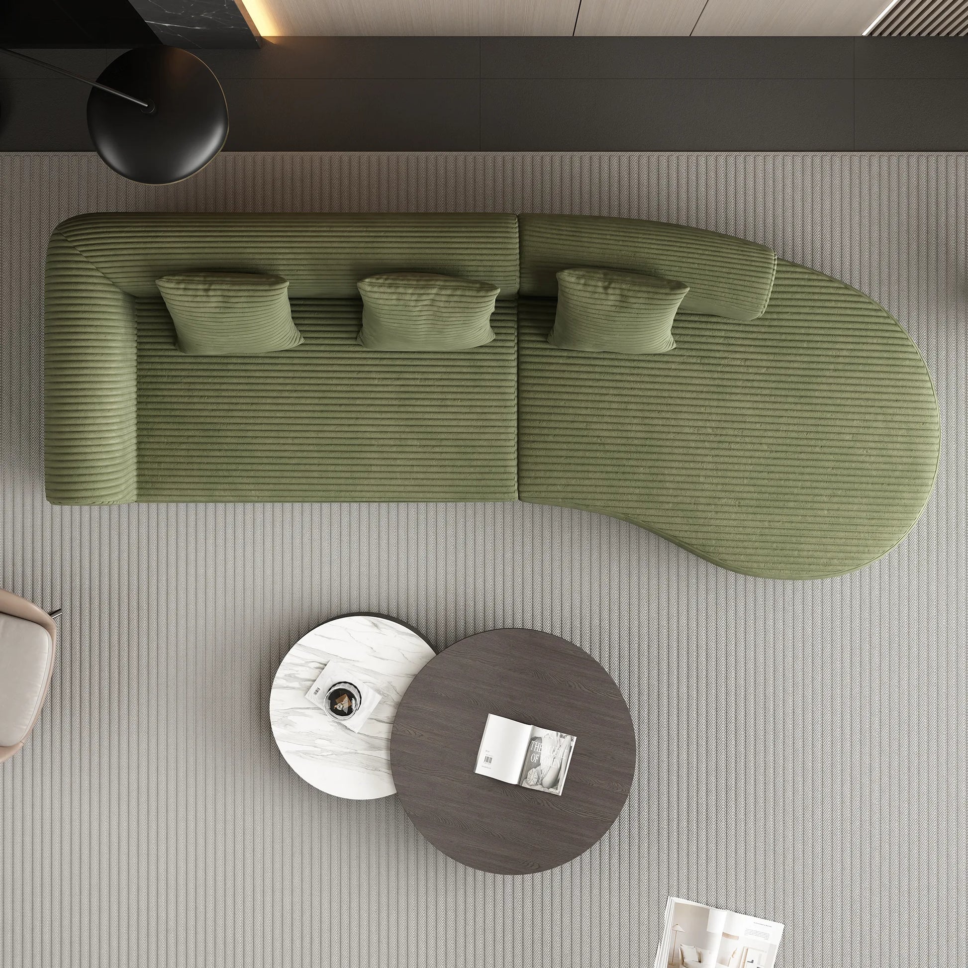 123" 4 Seater Oversized Cloud Corduroy Modular Compressed Sofa