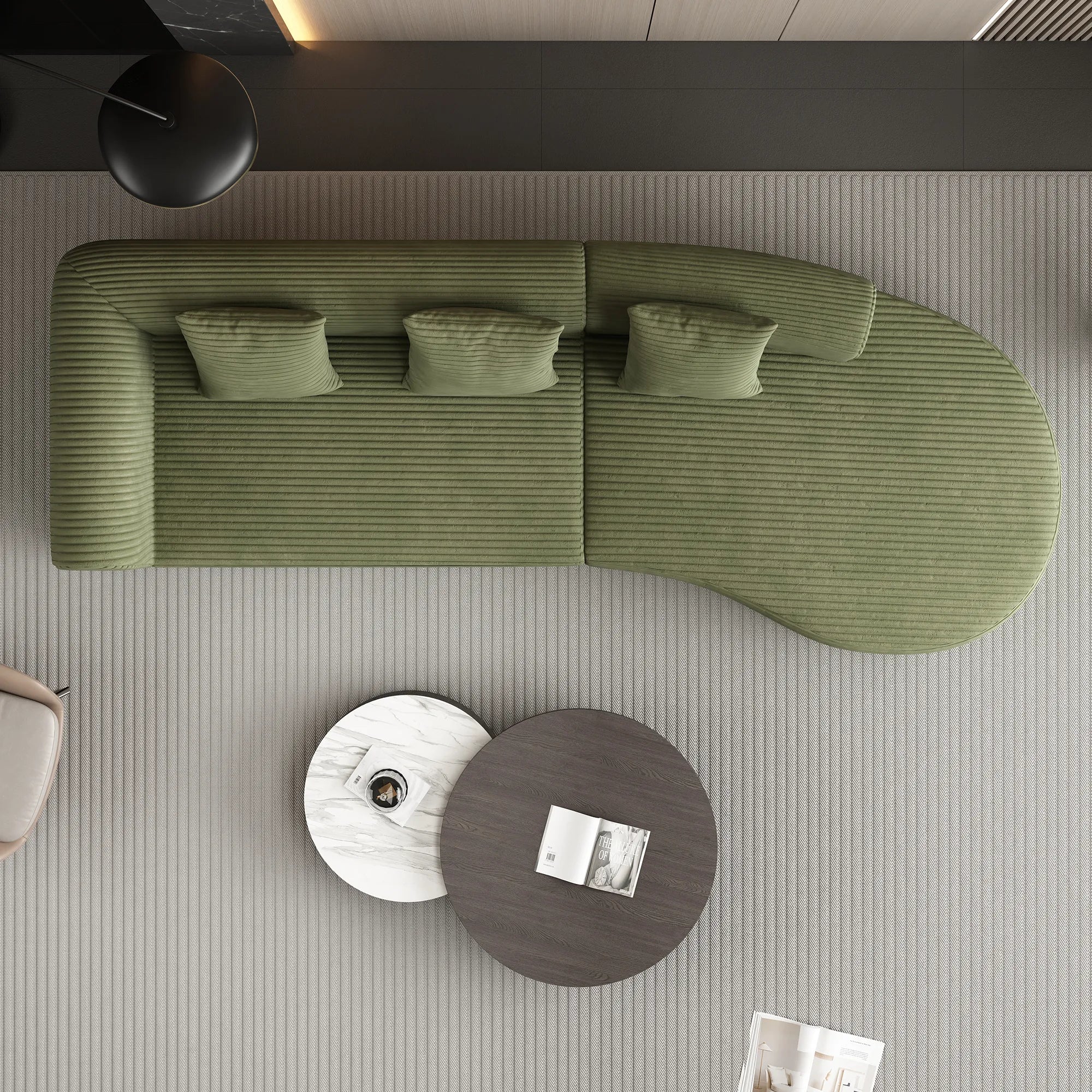 123" 4 Seater Oversized Cloud Corduroy Modular Compressed Sofa