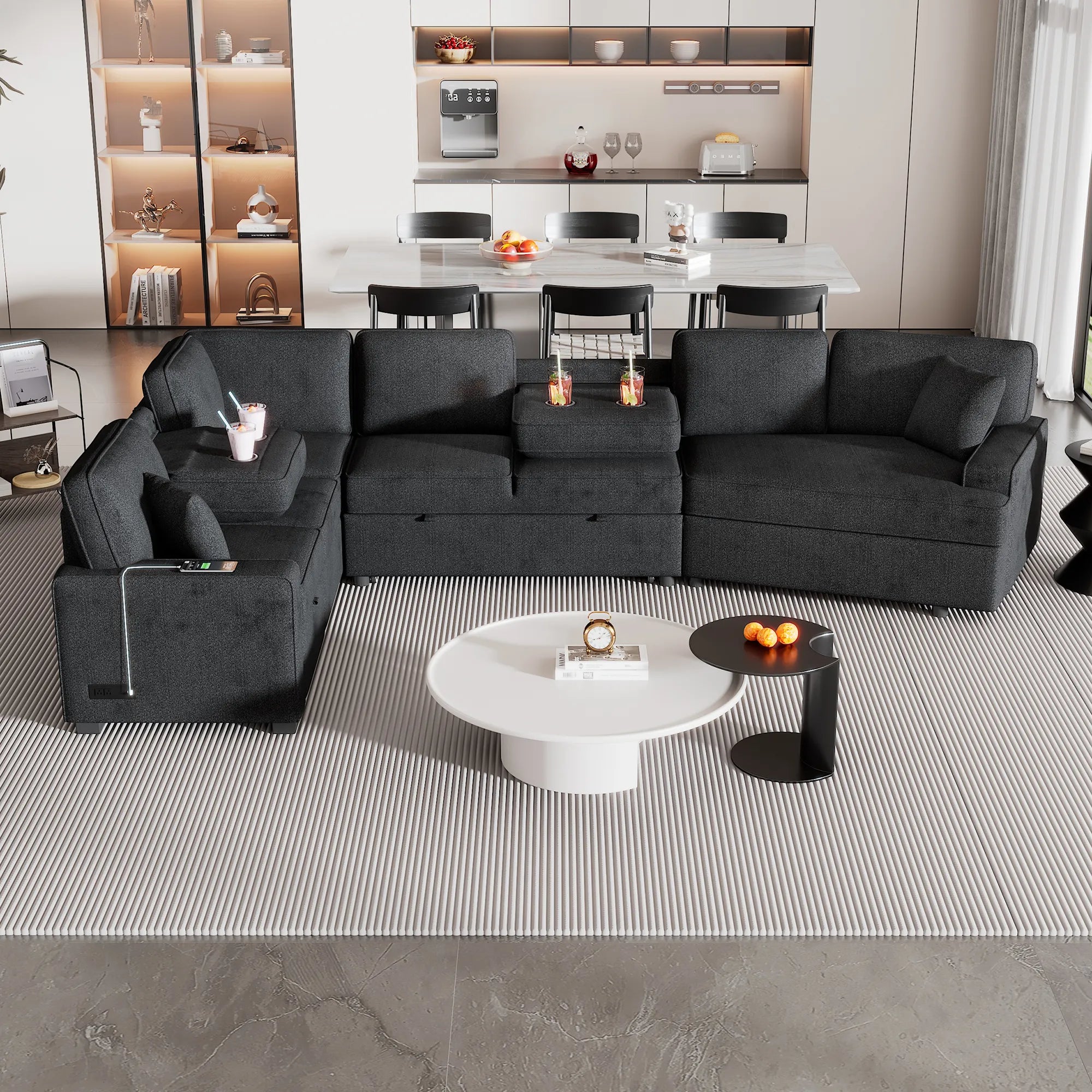 126" L Shape Sectional Sofa Bed