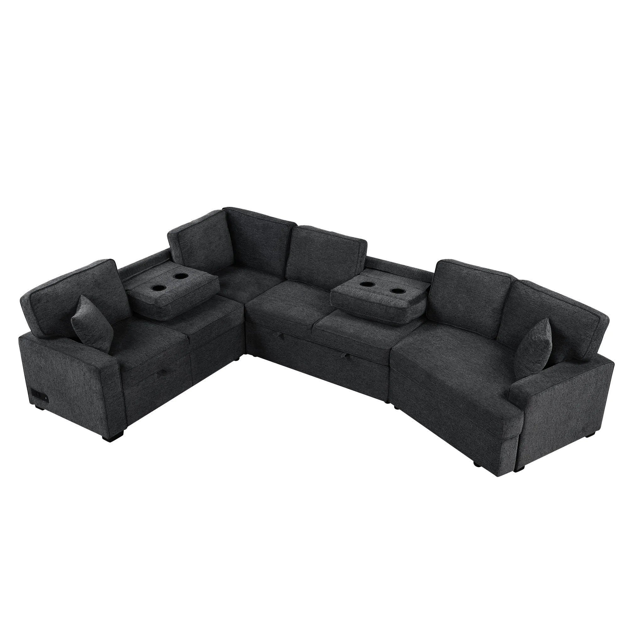 126" L Shape Sectional Sofa Bed