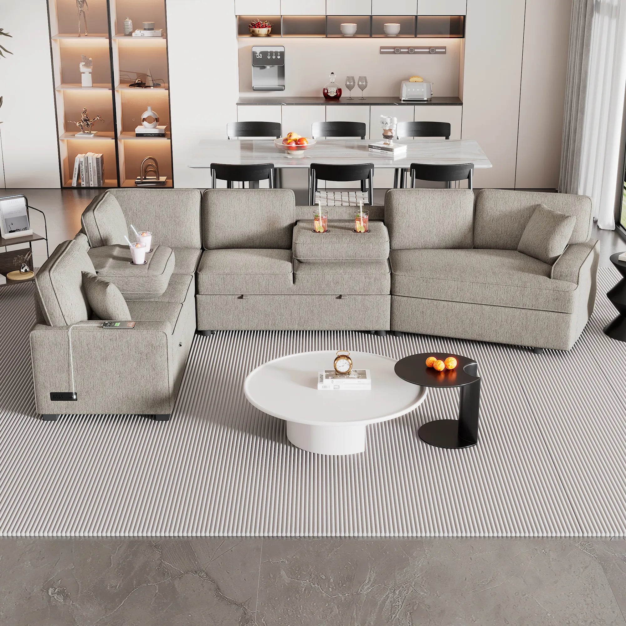 126" L Shape Sectional Sofa Bed