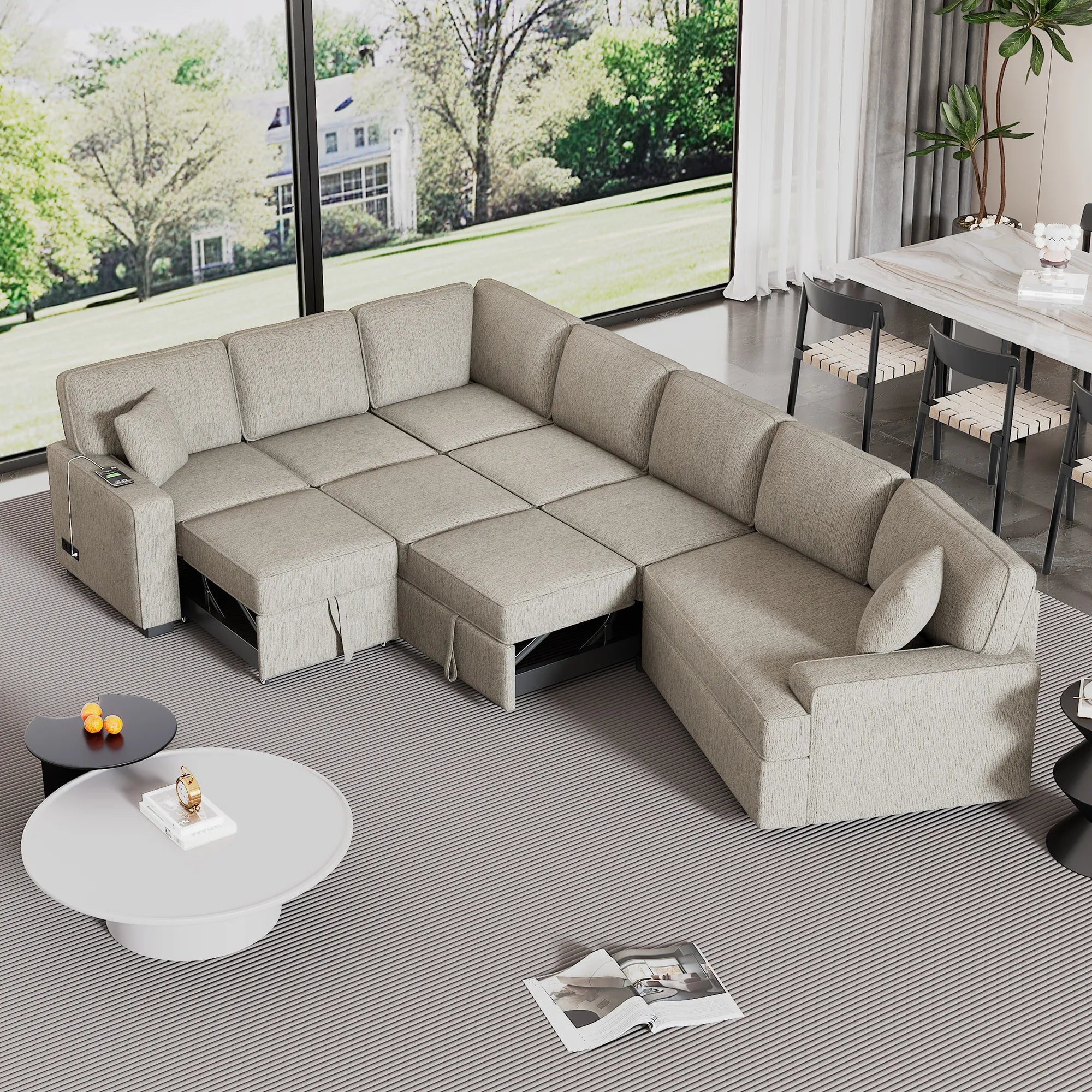 126" L Shape Sectional Sofa Bed