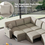 126" L Shape Sectional Sofa Bed