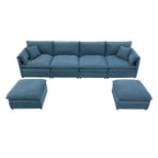 134" 6 Seater U Shaped Chenille Modular Sofa with Double Layer Cushions