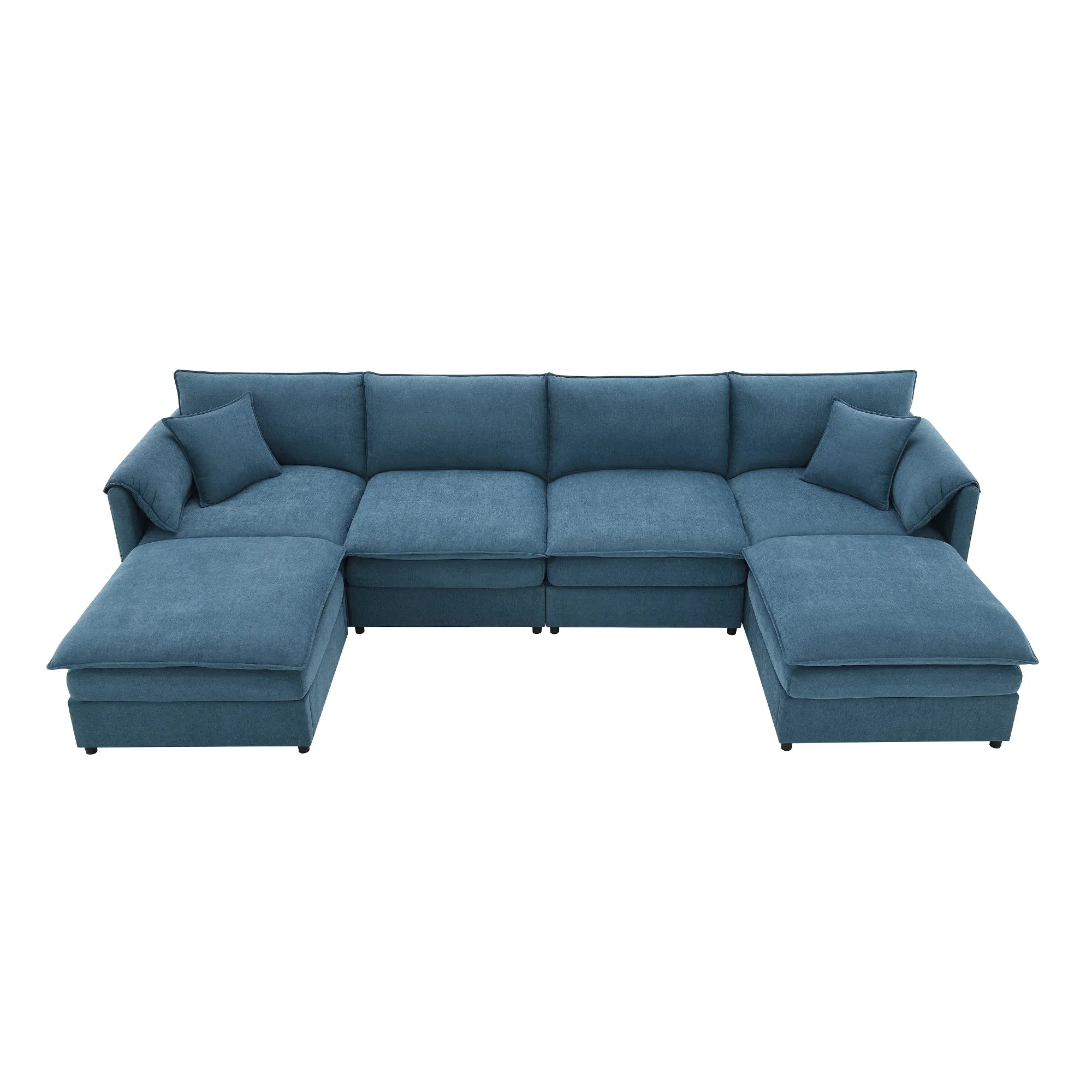 134" 6 Seater U Shaped Chenille Modular Sofa with Double Layer Cushions