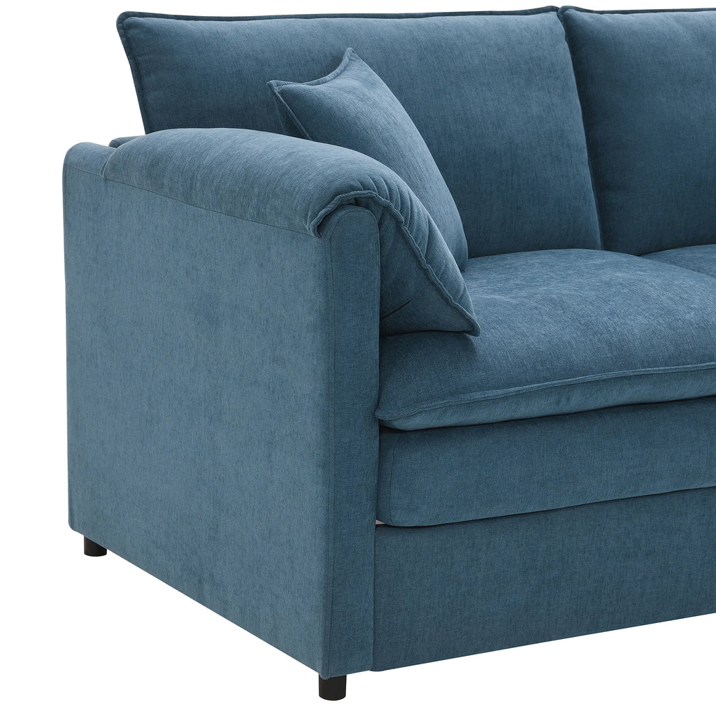 134" 6 Seater U Shaped Chenille Modular Sofa with Double Layer Cushions