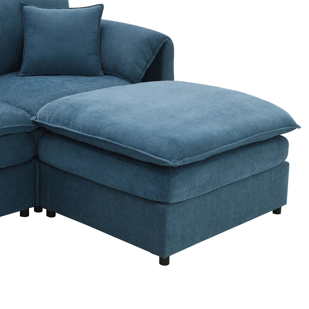 134" 6 Seater U Shaped Chenille Modular Sofa with Double Layer Cushions