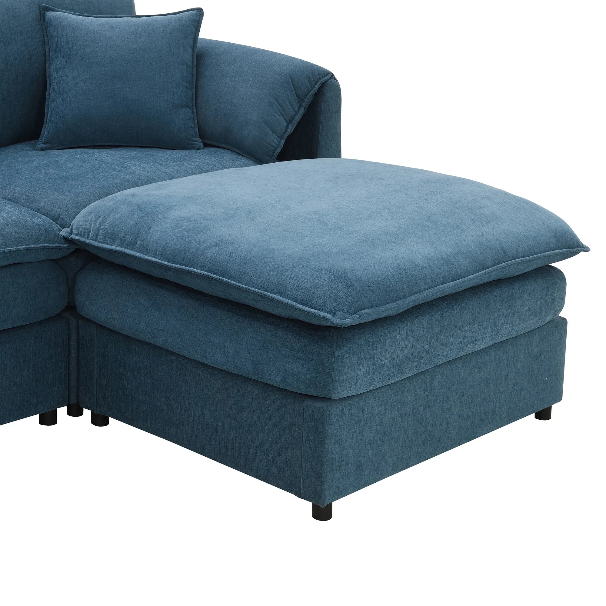 134" 6 Seater U Shaped Chenille Modular Sofa with Double Layer Cushions