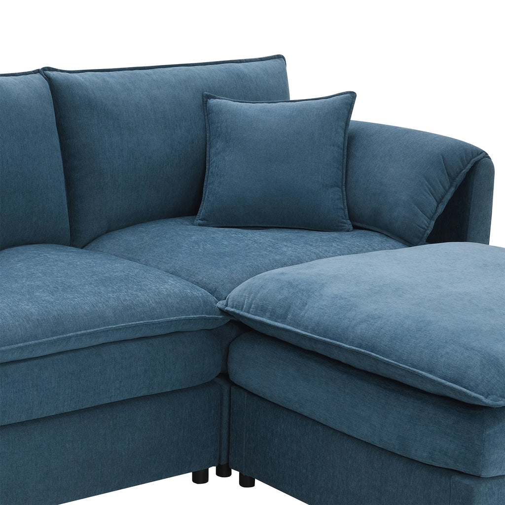 134" 6 Seater U Shaped Chenille Modular Sofa with Double Layer Cushions