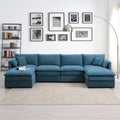 134" 6 Seater U Shaped Chenille Modular Sofa with Double Layer Cushions