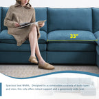 134" 6 Seater U Shaped Chenille Modular Sofa with Double Layer Cushions