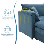 134" 6 Seater U Shaped Chenille Modular Sofa with Double Layer Cushions