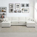 134" 6 Seater U Shaped Chenille Modular Sofa with Double Layer Cushions