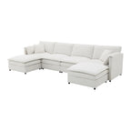 134" 6 Seater U Shaped Chenille Modular Sofa with Double Layer Cushions
