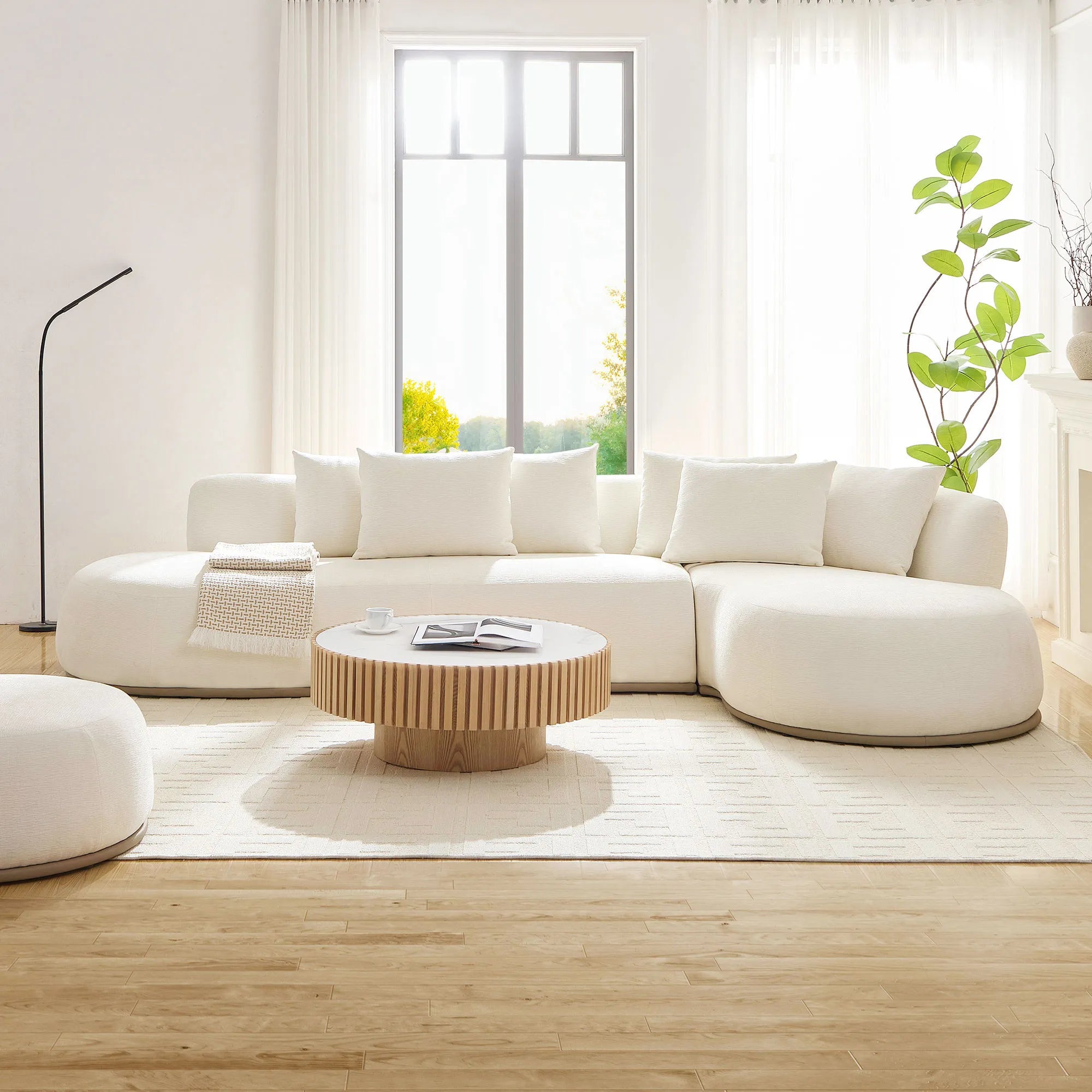 135” Sectional Sofa, L-Shape with Chaise & Ottoman