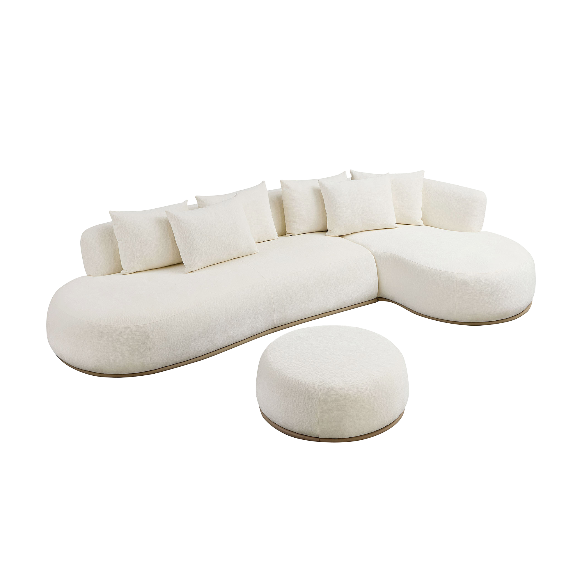 135” Sectional Sofa, L-Shape with Chaise & Ottoman