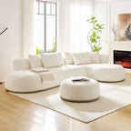 135” Sectional Sofa, L-Shape with Chaise & Ottoman