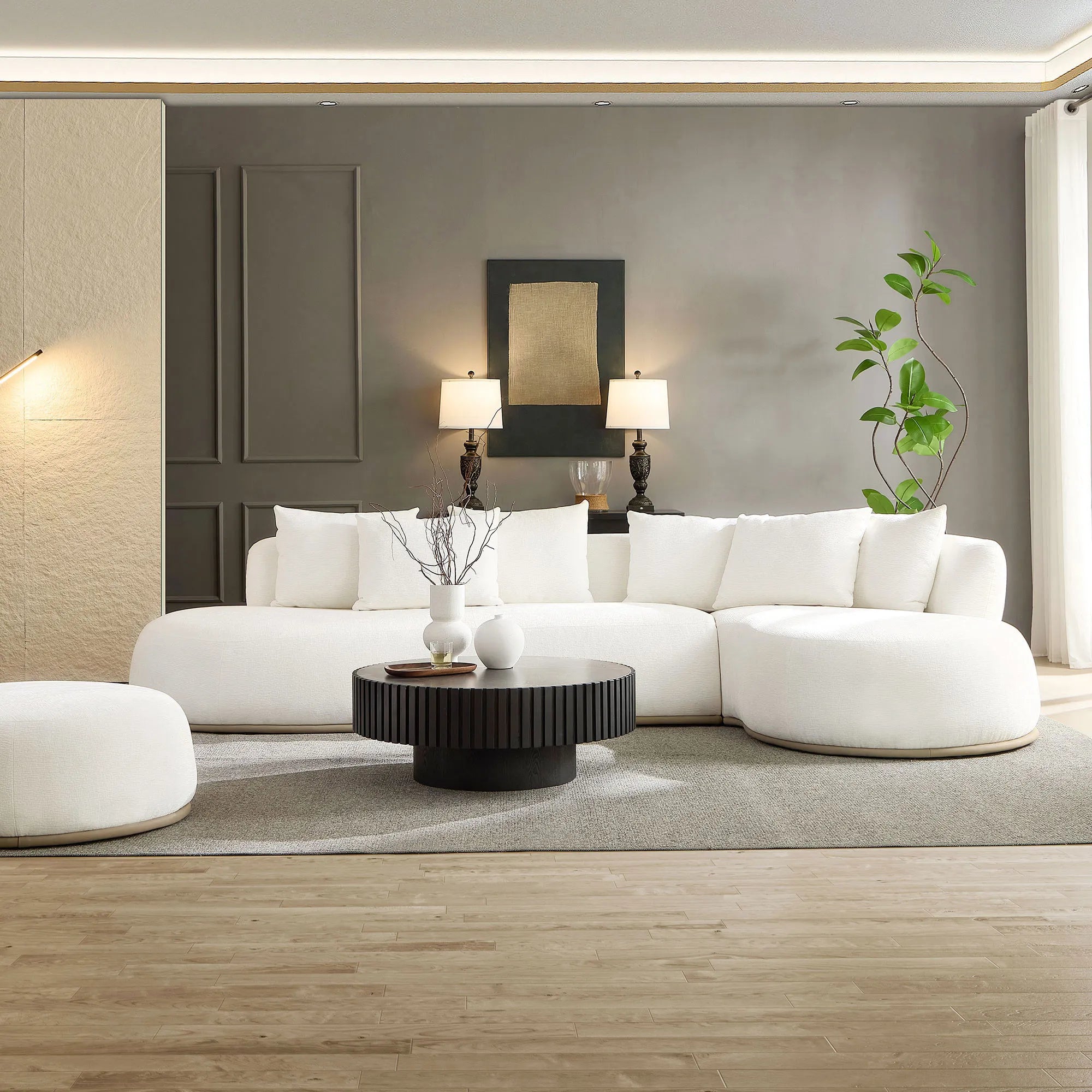 135” Sectional Sofa, L-Shape with Chaise & Ottoman