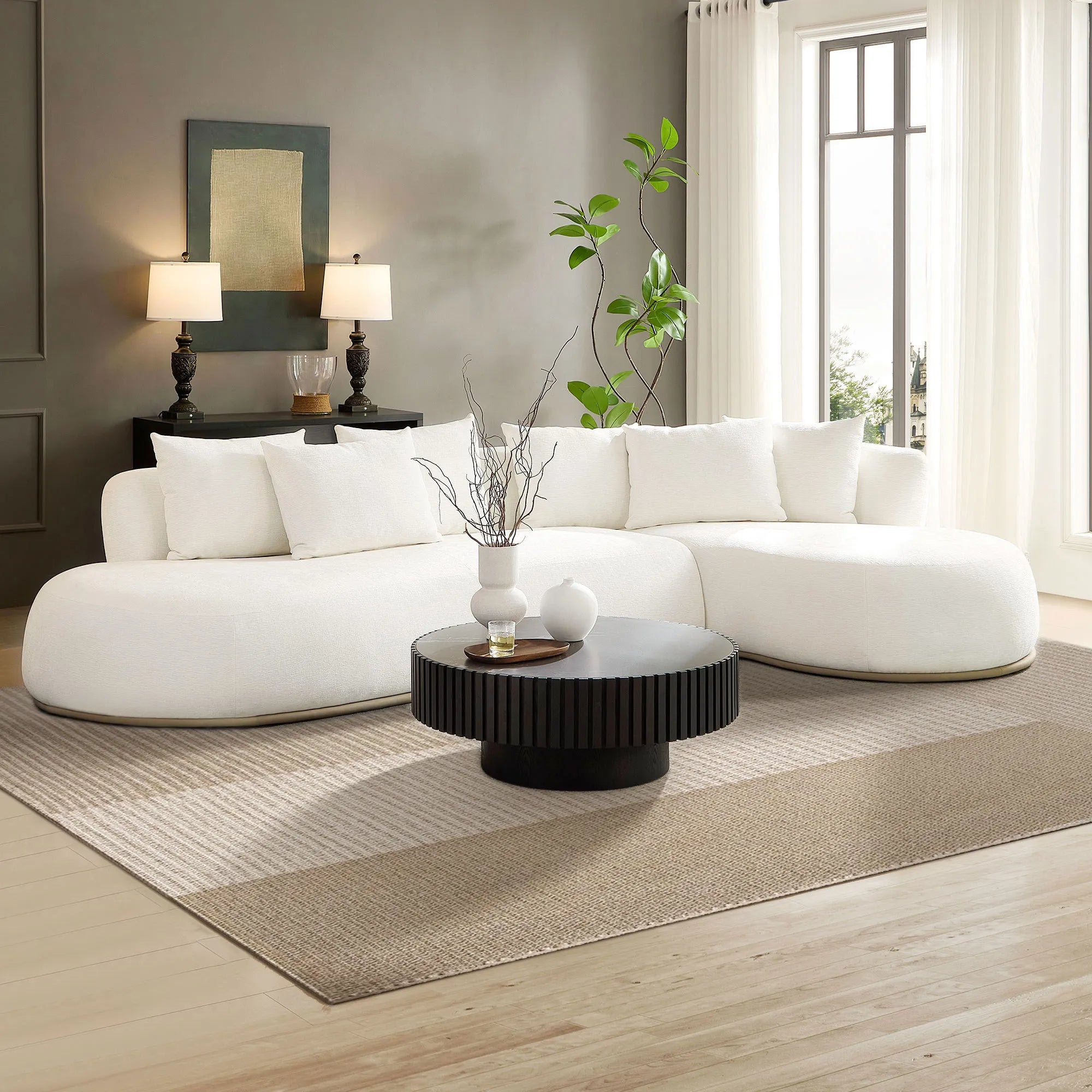 135” Sectional Sofa, L-Shape with Chaise & Ottoman