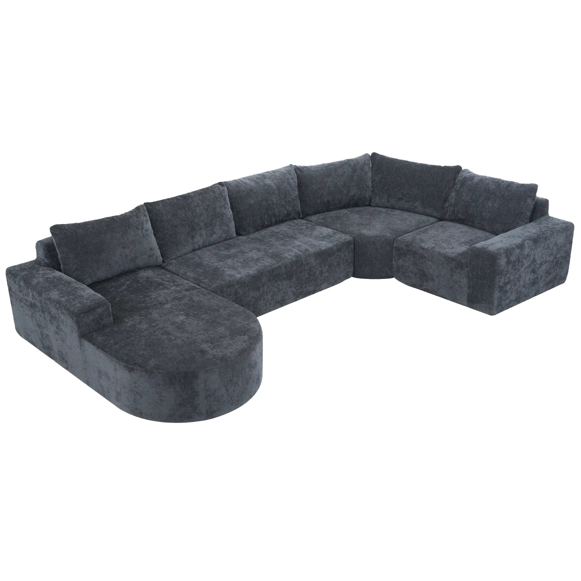 142" Oversized Cloud Sectional Modular Compressed Sofa with Chenille Fabric & Deep Seat