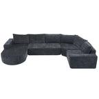 142" Oversized Cloud Sectional Modular Compressed Sofa with Chenille Fabric & Deep Seat