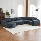 142" Oversized Cloud Sectional Modular Compressed Sofa with Chenille Fabric & Deep Seat