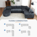 142" Oversized Cloud Sectional Modular Compressed Sofa with Chenille Fabric & Deep Seat