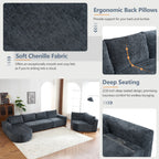 142" Oversized Cloud Sectional Modular Compressed Sofa with Chenille Fabric & Deep Seat
