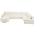 142" Oversized Cloud Sectional Modular Compressed Sofa with Chenille Fabric & Deep Seat